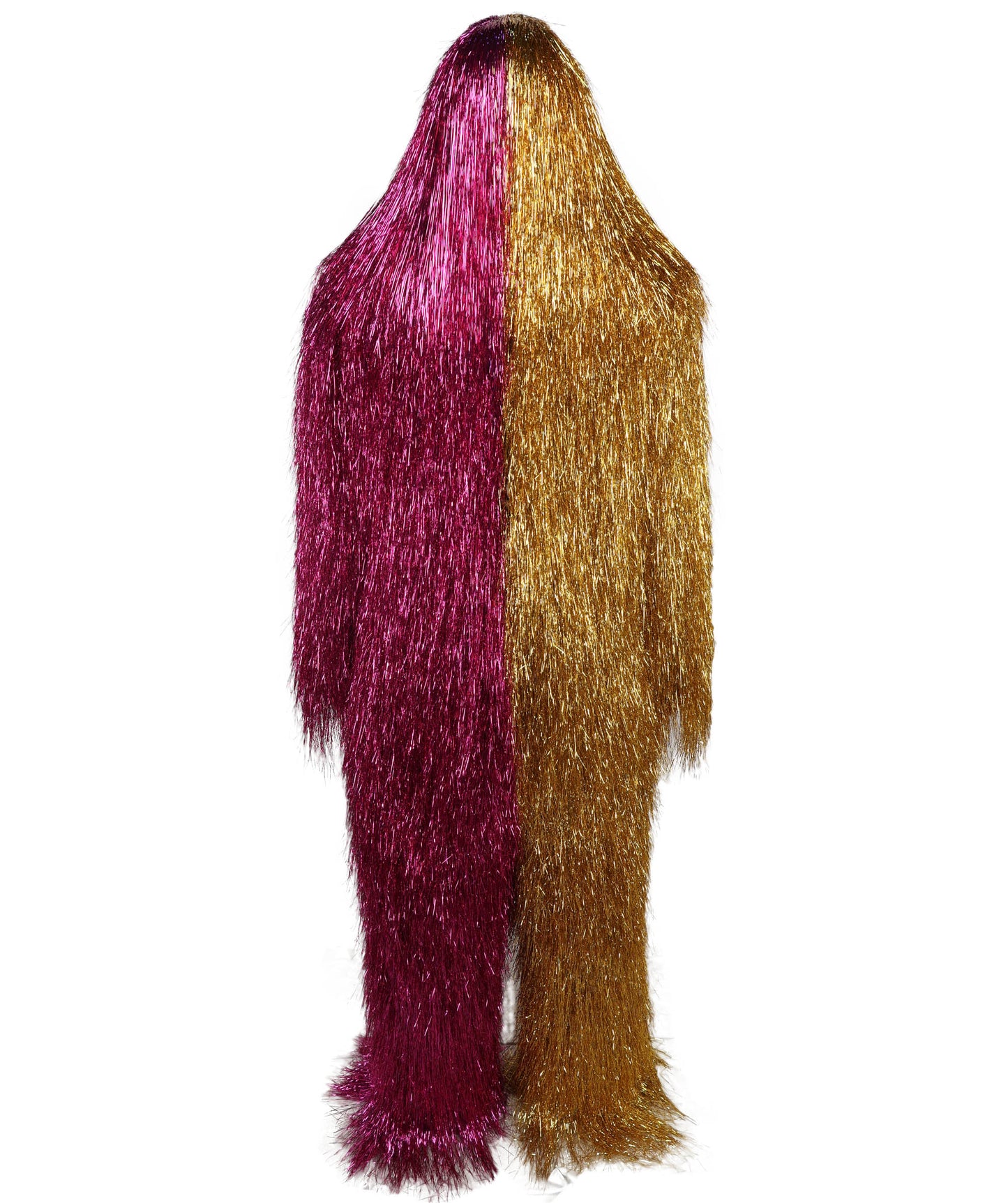 HPO Unisex Tinsel Hairy Two-Part Costume, Bundle & Mask Set | Full-Body Suit & Matching Mask | Long Hair Funny Costume for Halloween, Performers, Cosplay & Mascots