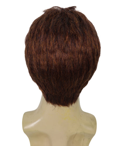 Adults 60s Brown Bowlcut Retro Shaggy Wig | Shaggy Boyband Style Costume Hairpiece for Parties | Flame-retardant Synthetic Fiber
