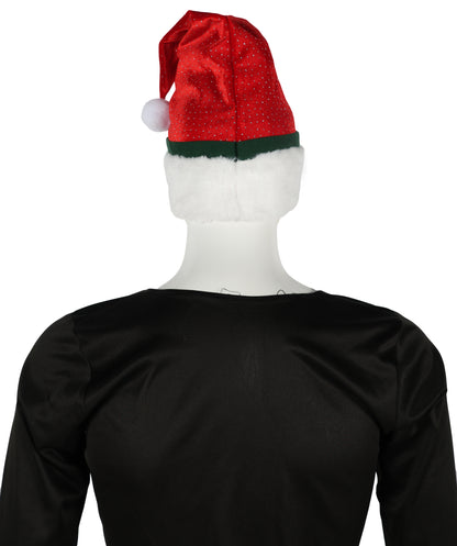 HPO Unisex Classic Velvet Christmas Santa Hat | Soft Red and White Festive Holiday Hat | Ideal for Holiday fun