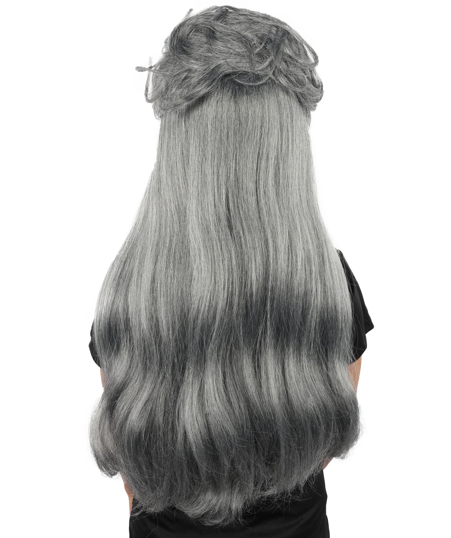 HPO Extra Long Messy Dark Grey Zombie-Style Wig | Distressed Hairpiece for Halloween, Cosplay, Themed Parties, Stage Performances & Haunted Roleplay