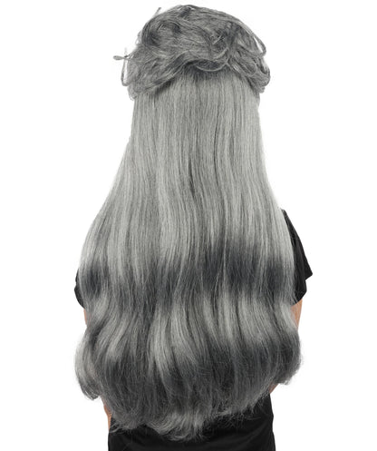 HPO Extra Long Messy Dark Grey Zombie-Style Wig | Distressed Hairpiece for Halloween, Cosplay, Themed Parties, Stage Performances & Haunted Roleplay
