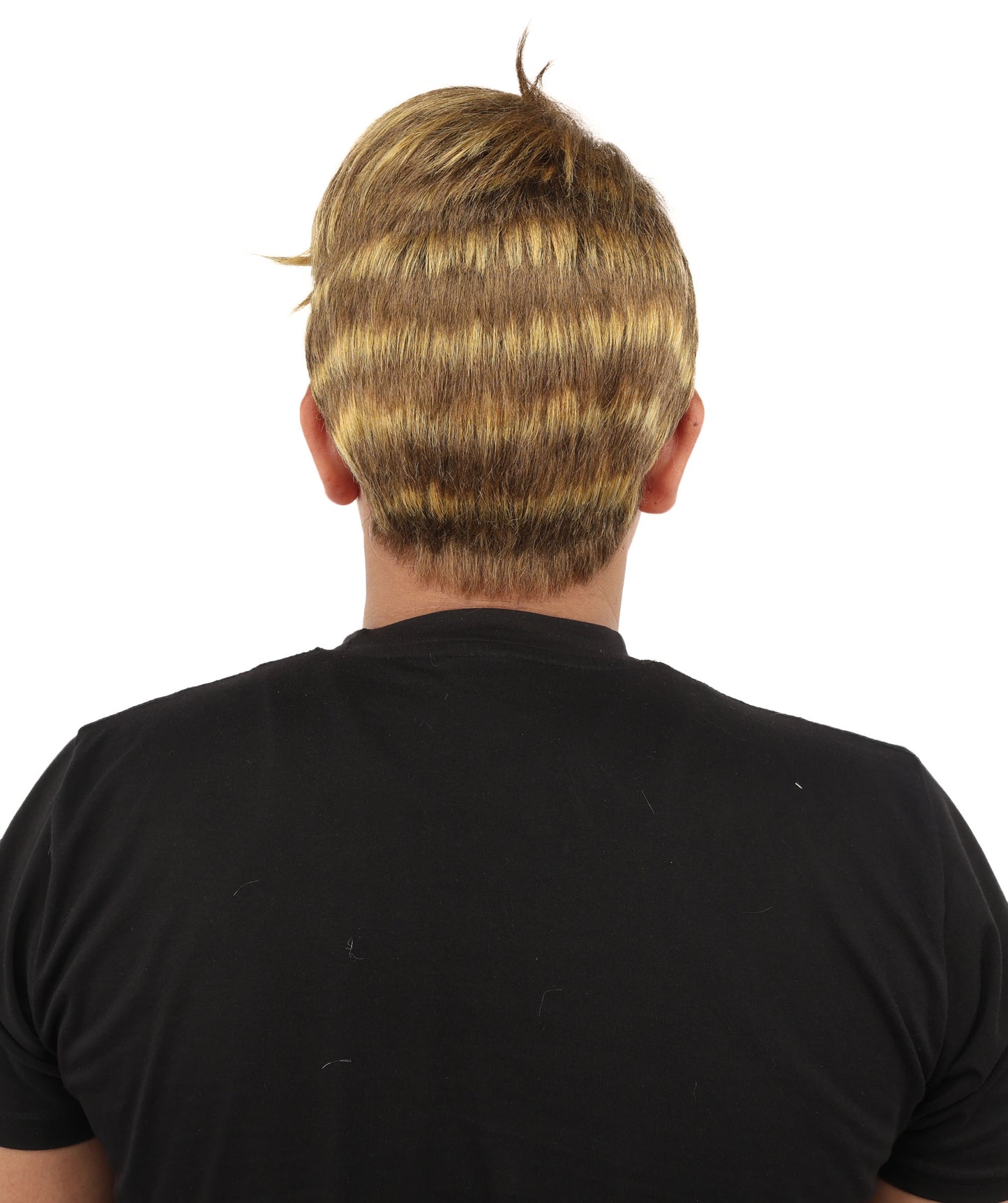 HPO Men's Detective Side-Part Wig Beard & Mustache | Sandy brown with golden highlights, create of synthetic fiber, sleek swept-side volume, breathable capless cap |