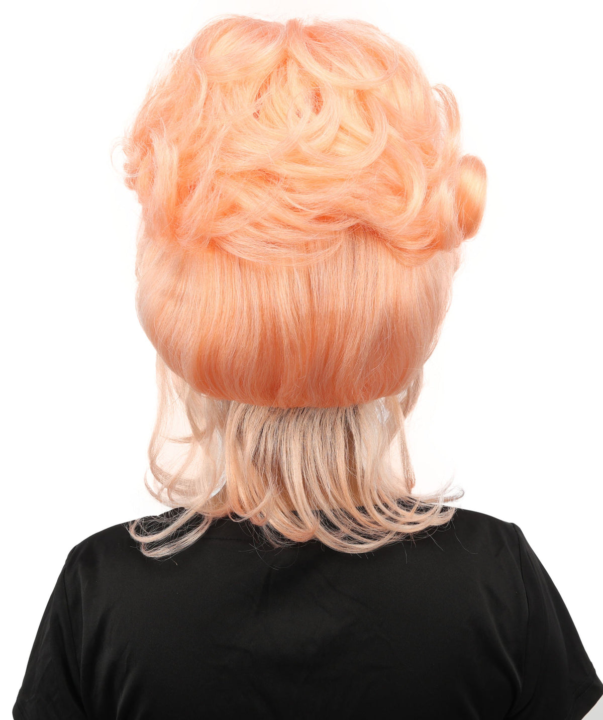 HPO Adult Women's Elegant Updo Tendril Wig | Multiple Color Options | Pastel peach hue, create of synthetic fiber, high teased volume with face-framing strands, breathable capless cap | Party, Halloween, theater, drag, performance, costume events