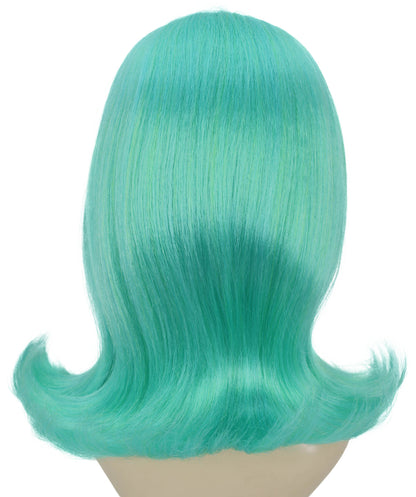HPO Women’s Rap Diva Wig | Medium Wavy Blue Lake Hairstyle | Bold Synthetic Hairpiece with Adjustable Cap for Cosplay, Parties, Stage & Performances