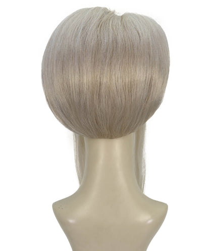 HPO Adult Women’s Platinum Blonde Fantasy Wig with Structured Bouffant & Long Straight Tails | Lightweight Flame-Retardant Synthetic Wig for Costume Events