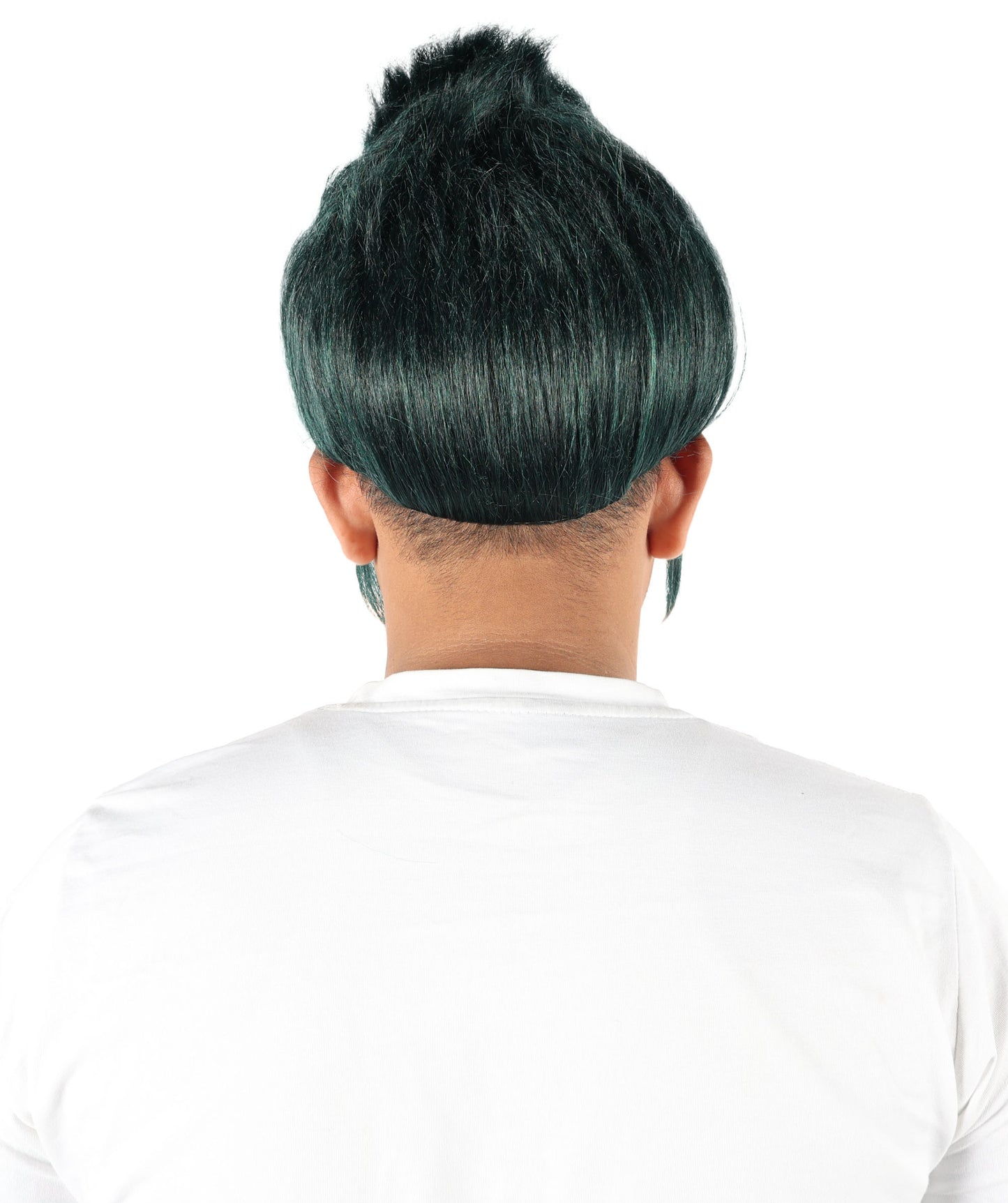 HPO Men's Spiky Gothic Green Wig | Short Layered Hairstyle with Adjustable Straps & Heat-Resistant Fibers for Anime, Halloween & Carnival