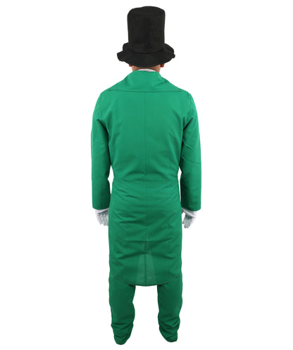 HPO Men's Holiday Gentleman Costume | Structured Poplin Suit Featuring Double Breasted Jacket and Vest | Versatile for Stage Shows, Christmas Parties, and Vintage Events