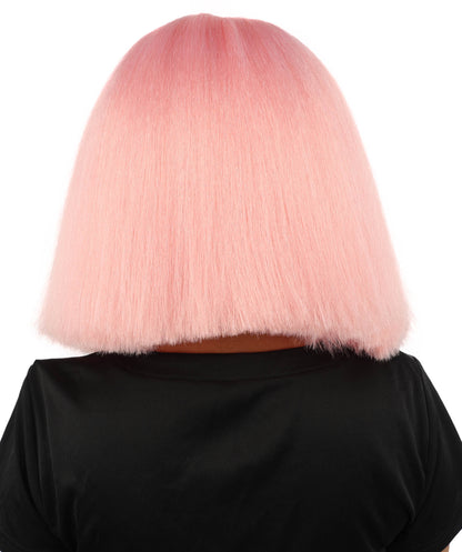 HPO Celebrity-Style 11 Inch Green Rooted Blonde Front Braided Straight Wig | Shoulder-Length Fun, Bold, and Stylish Hairpiece  | Ideal for Halloween, Cosplay, and Themed Parties