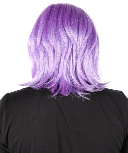 HPO Men's Short Anime Lilac Wig | Layered Synthetic Fiber Hairpiece with Adjustable Cap | Ideal for Anime Characters & Costume Events