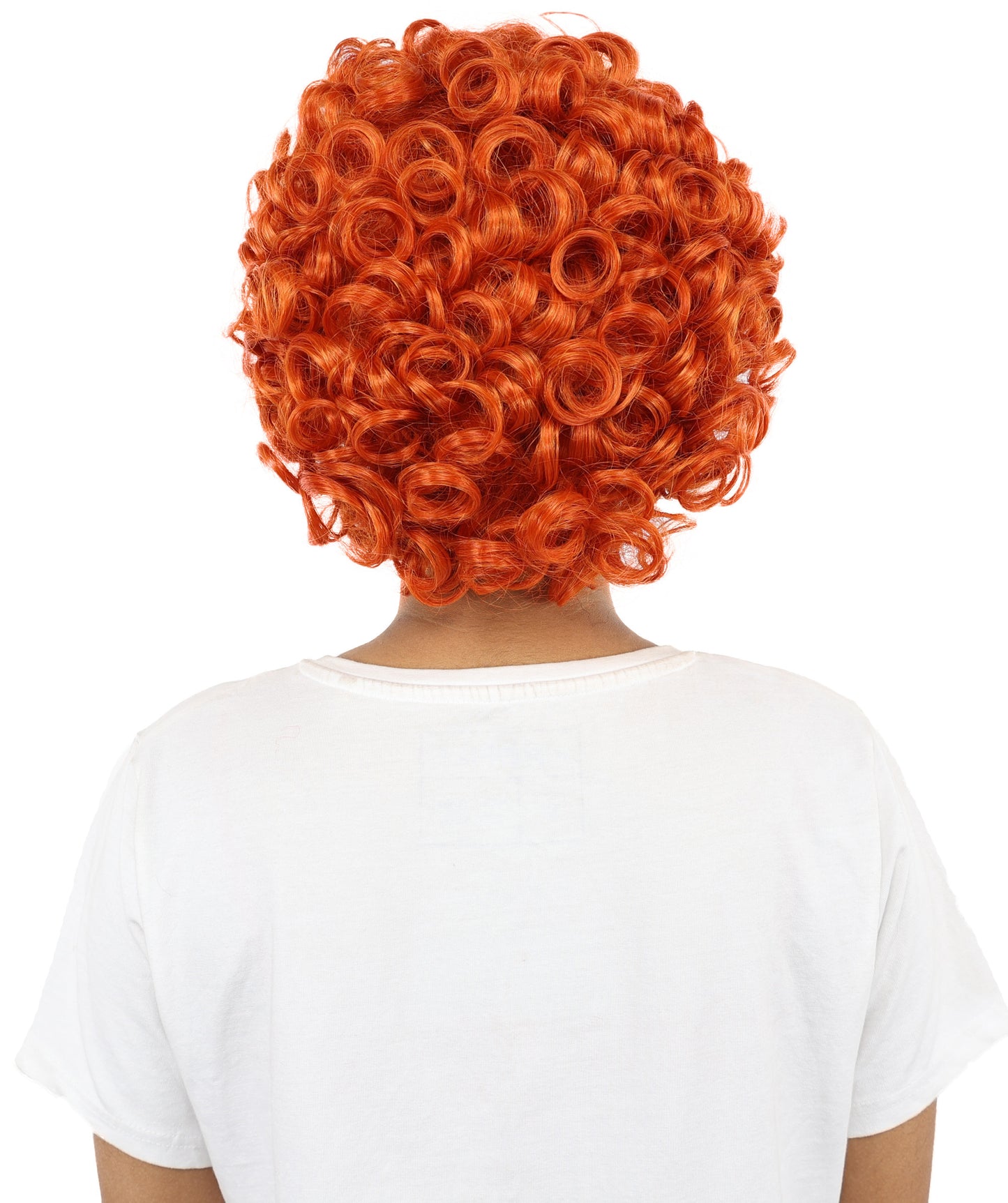 HPO Women's Copper Red Afro Wig – 11 Inch Tight Curls with Capless Cap | Synthetic Curly Hairpiece for Halloween, Disco, Clown, Cosplay & Pride Events