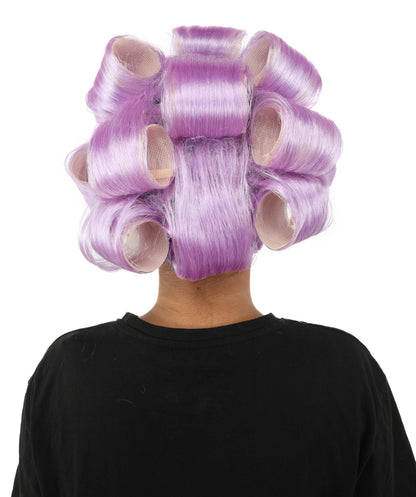 HPO Adult Women's Retro Roller Set Pink Wig | Multiple Color Options, create of synthetic fiber, large cylindrical curler texture, capless cap | Party, Halloween, theater, drag, performance, costume events