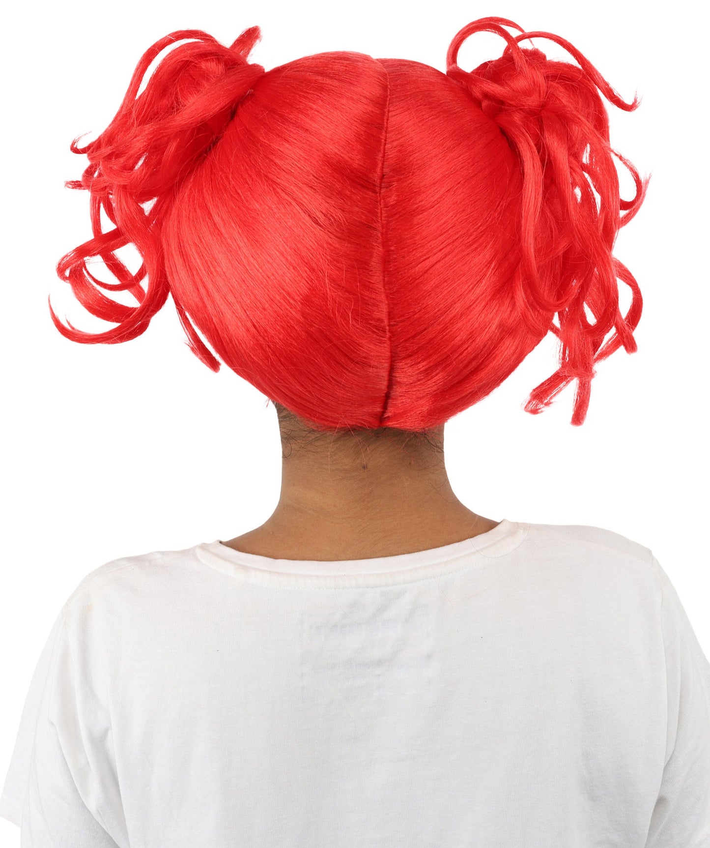 HPO Adult Women’s Messy Twin Bun Wig with Graphic Bangs | Multiple Color Options | Edgy Wig for Cosplay, Fashion Events, Halloween & Stage Wear | Adjustable Cap, Lightweight Synthetic Fiber