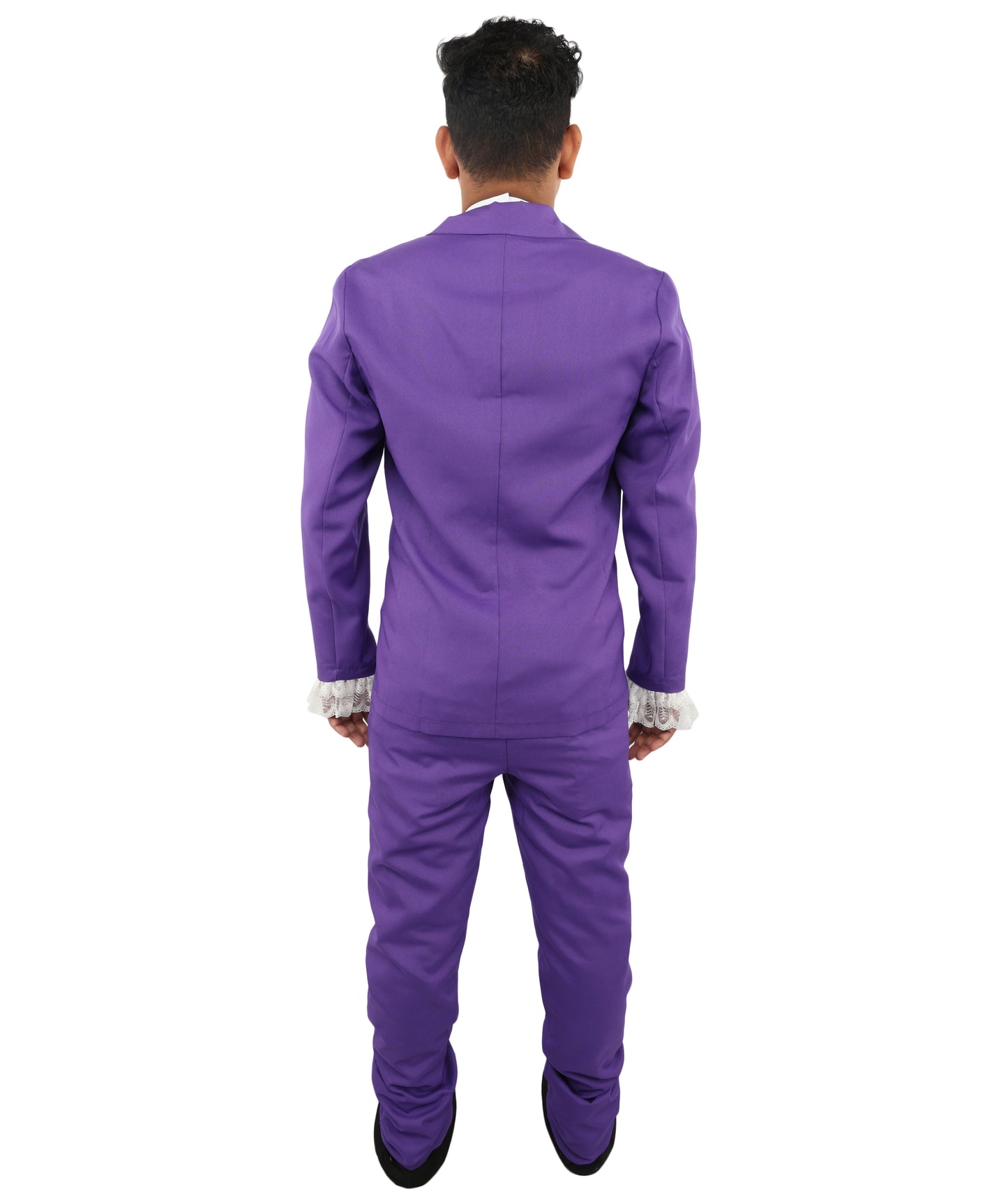 HPO Men’s Austin Powers Costume | Purple Jacket & Trousers with White Cravat | Cosplay, Halloween, Stage, Party & Roleplay Outfit