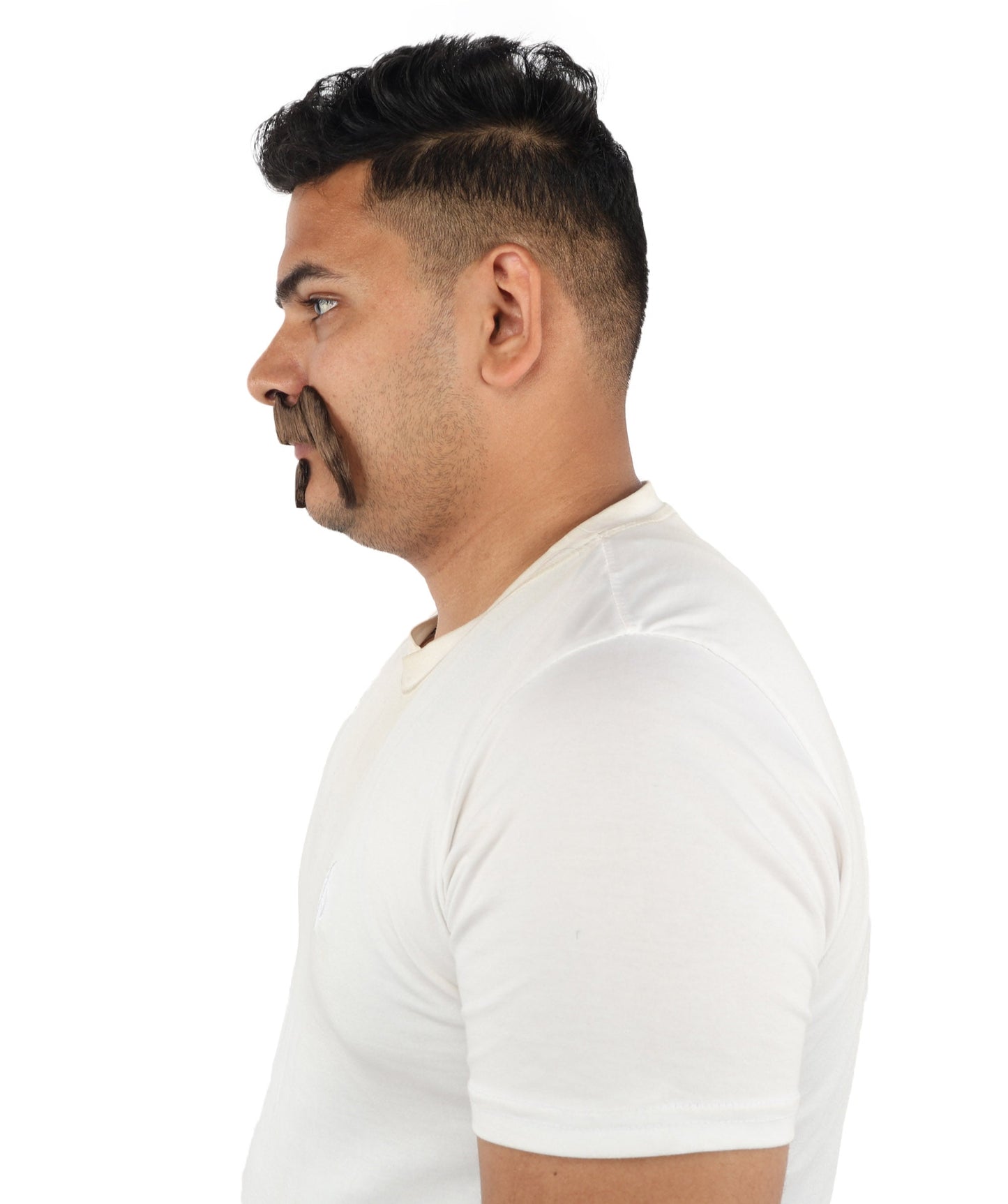 HPO Adult Men’s Bold Horseshoe Mustache with Chin Beard Set – Multiple Color Options - Flame-retardant Synthetic Fiber Fake Facial Hair | Ideal for Halloween Parties, Cowboy, Police Roleplay and Themed Events