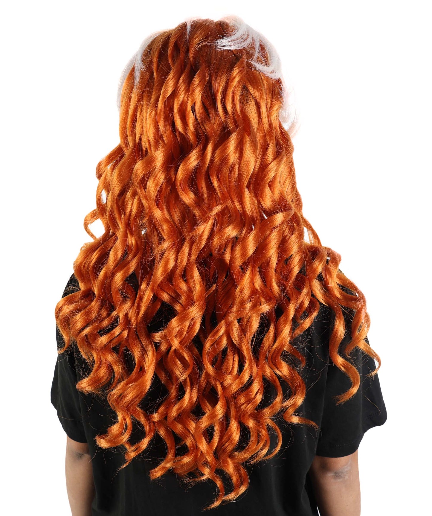 HPO Adult Women's White & Auburn Wavy Wig | Long Cosplay Wig with Layered | Synthetic Wig for Halloween, Party, Cosplay, Themed Events