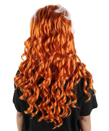 HPO Adult Women's White & Auburn Wavy Wig | Long Cosplay Wig with Layered | Synthetic Wig for Halloween, Party, Cosplay, Themed Events