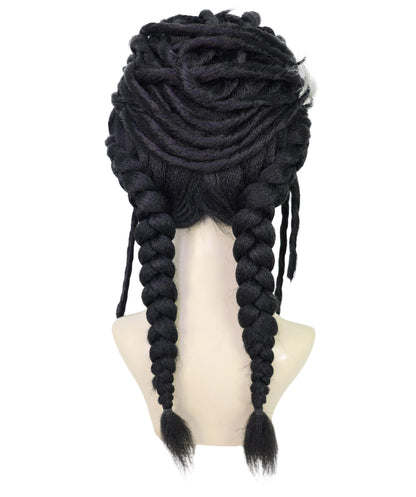 HPO Adult Women’s Black Braided Wig with Natural Hairline | Inspired by Fantasy Adventure Heroine Look | Ideal for Halloween |       Breathable Cap