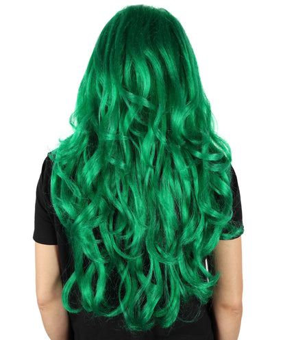HPO Women’s 60cm Extra Long Wavy Green Wig | Mermaid-Inspired Fantasy Wig for Costume, Anime, and Themed Events