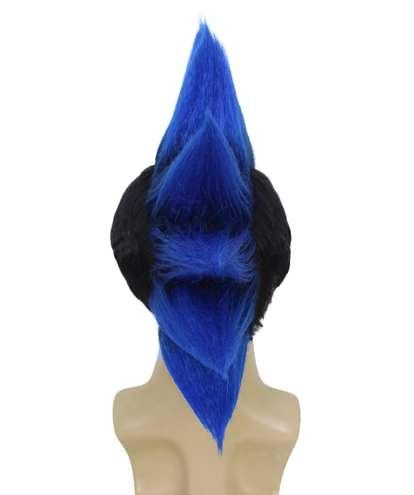 HPO Adult Men's Karate Cobra Mohawk Blue & Black Wig – Perfect for Halloween & Cosplay, Premium Breathable Capless Cap