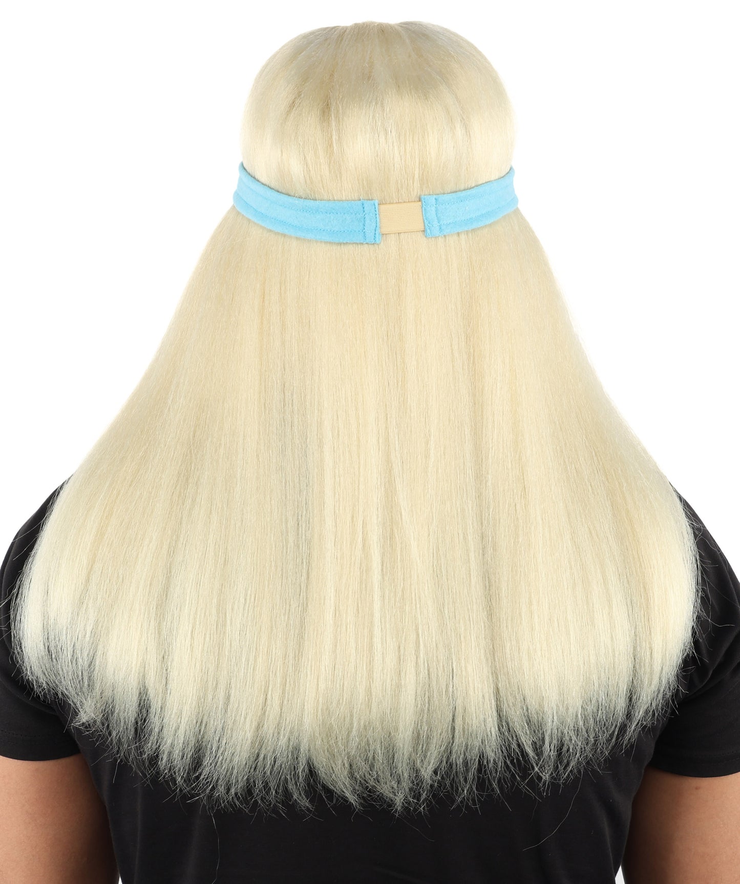 HPO Men's Long Auburn Wig with Headband | Straight Reddish Texture with Blunt Bangs & Included Teal Band, Heat Resistant Fiber | Halloween, Troll Roleplay, Fantasy Party, Carnival & Theater