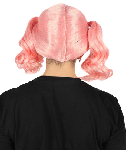 HPO Women's American Singer Pink & Mint Green Double Ponytail Wig | Halloween and Cosplay Wig | Flame-retardant Synthetic Fiber