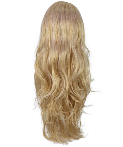 HPO Women Wavy Hot Honey Blonde Wig – Perfect for 70s Disco, Retro Costumes, Halloween and Cosplay, Themed Events, Breathable and comfortable cap design