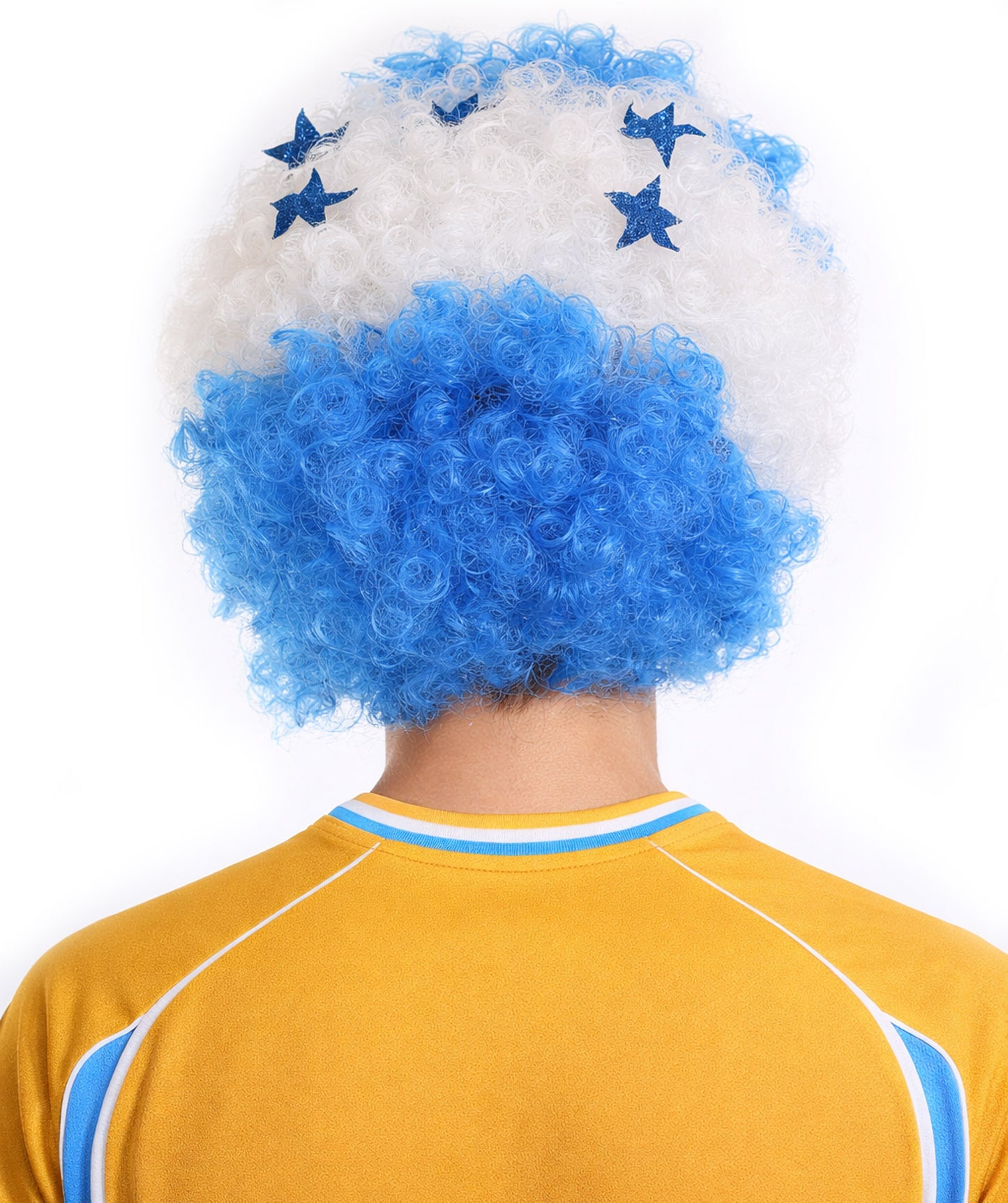 Honduras Sport Afro Fun Wig | Blue White Jumbo Wig