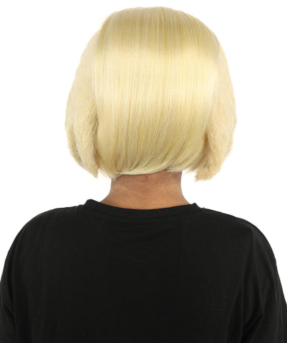 HPO Women's Sculpted Hand Bob Wig | Pale champagne blonde hue, create of synthetic fiber, 10-inch sleek bob with integrated hair-sculpted hands, breathable base | Party, Halloween, theater, drag, performance, costume events