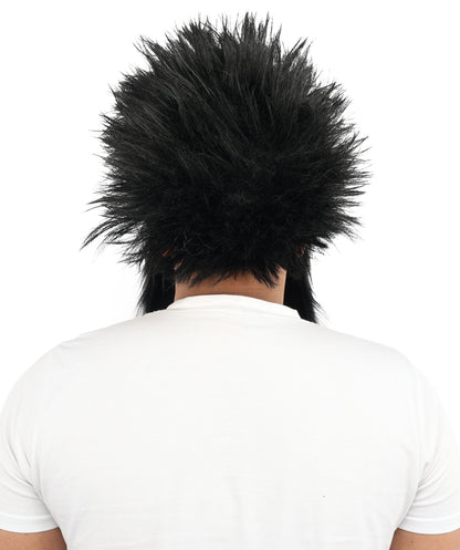 HPO Giant Wildman Wig Beard & Mustache Set | Black Frizzy Voluminous Hair Medium Facial Hair | Party Halloween Cosplay Theater Drag Performance Costume Events