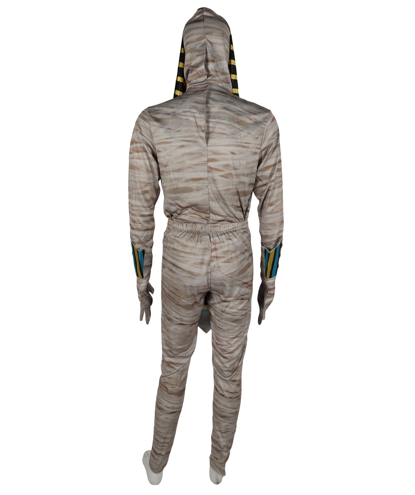 HPO Adult Men’s Mummy King Costume Set | Ancient Wrap Robes with Gold Accents & Regal Headpiece | Adjustable Fit | For Halloween & Egyptian-Themed Events