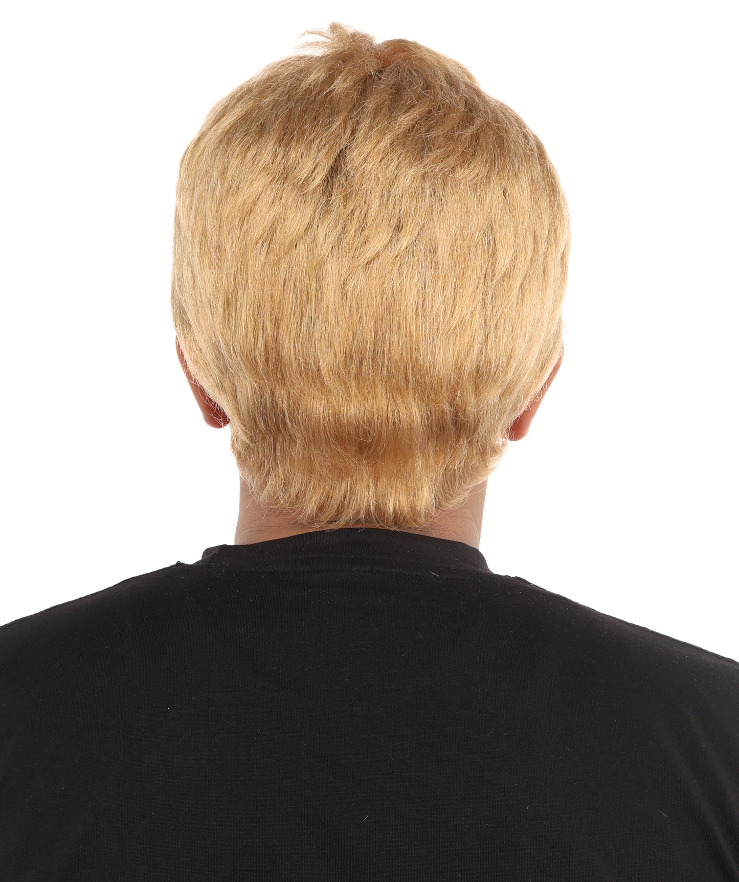 Short Layered Wig | 9 Inch Sandy Golden Blonde Textured Straight Fiber | Party Halloween Cosplay Theater Drag Performance Costume Events