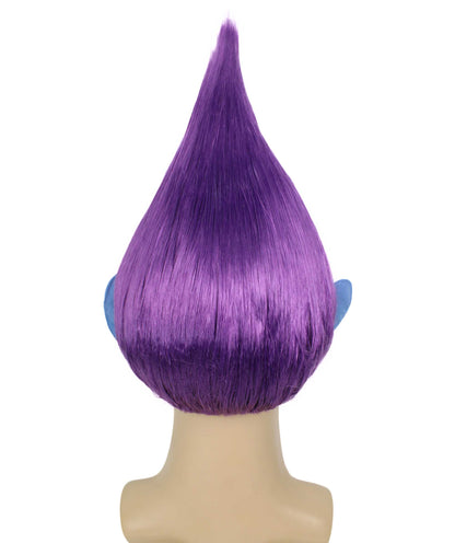 HPO Men's Pointy Diamond Guy Troll Wig with Blue Ears,Multiple Color,Flame-Retardant Synthetic Fiber