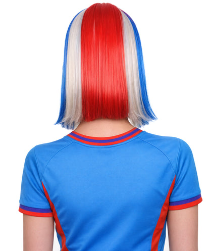Iceland Flag Sport Party Bob Wig | National Pride Red White Blue Wig | Premium Breathable Capless Cap