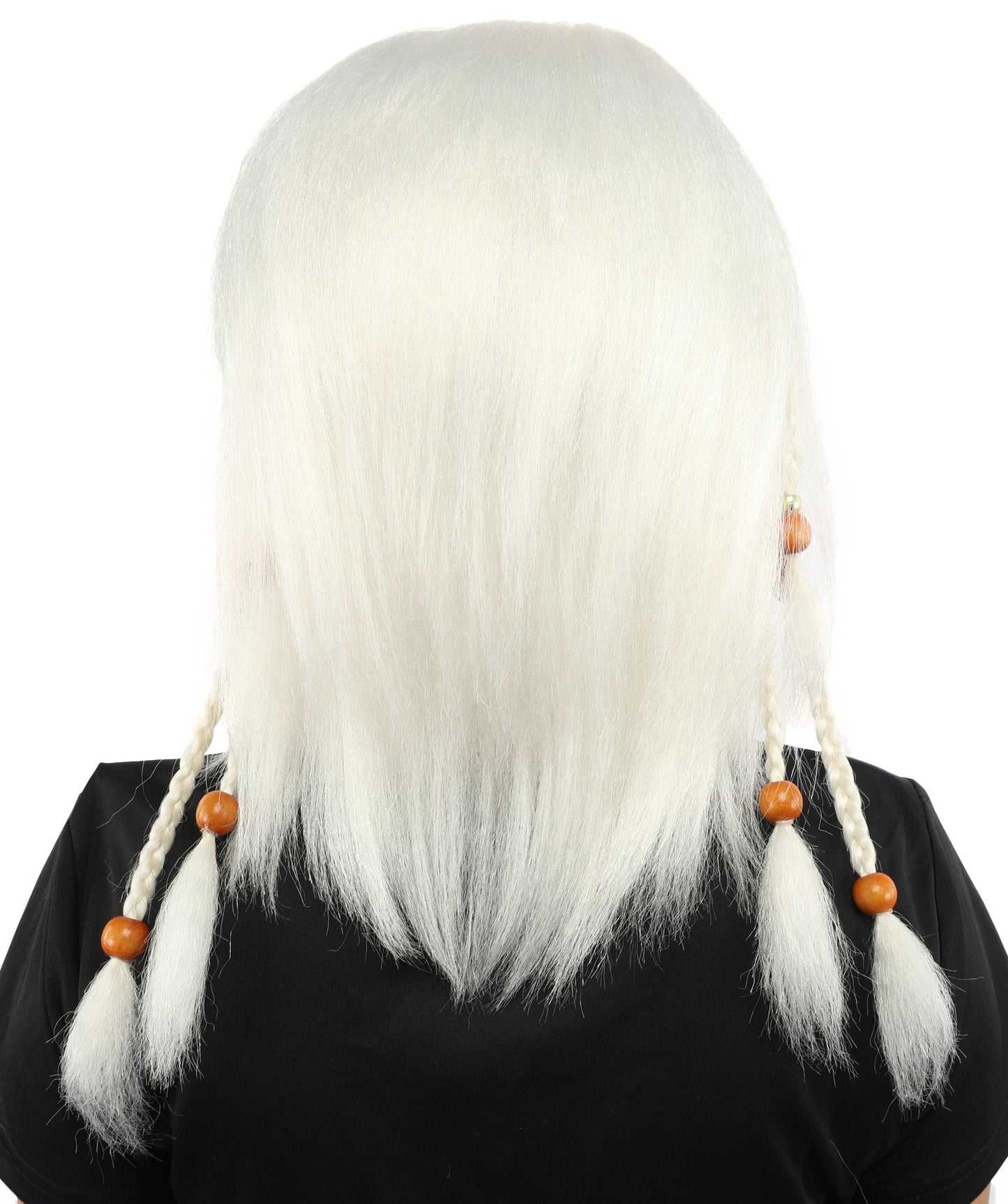 HPO Adult Women's Long Tribal Braided Wig | Multiple Color Options | Dark Shaggy Bob with Beaded Strands, Synthetic Fiber & Breathable Cap | Halloween, Sci-Fi Roleplay, Fantasy Costume