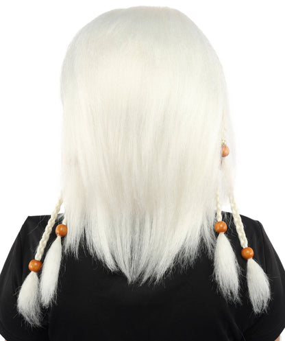 HPO Adult Women's Long Tribal Braided Wig | Multiple Color Options | Dark Shaggy Bob with Beaded Strands, Synthetic Fiber & Breathable Cap | Halloween, Sci-Fi Roleplay, Fantasy Costume