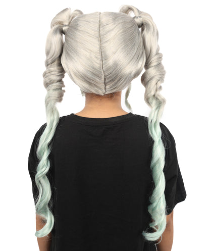 HPO Women's Long Layered Grey Anime-Style Wig with Rounded Bangs | Synthetic  Hair for Halloween, Cosplay, Festivals, Parties & Stage