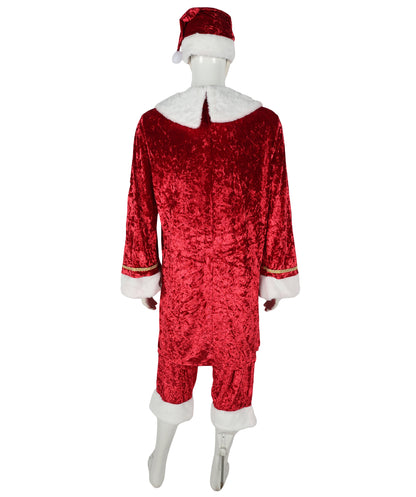 HPO Adult Men’s Classic Santa Claus Costume | Red Velvet Suit with White Fur Dress | For Christmas Parties, Parades & Holiday Events