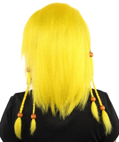 HPO Adult Women's Long Tribal Braided Wig | Multiple Color Options | Dark Shaggy Bob with Beaded Strands, Synthetic Fiber & Breathable Cap | Halloween, Sci-Fi Roleplay, Fantasy Costume
