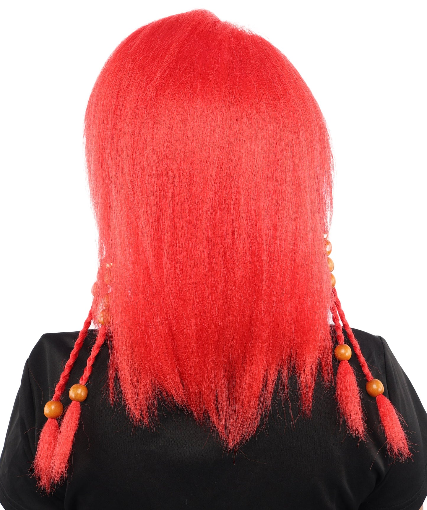 HPO Adult Women's Long Tribal Braided Wig | Multiple Color Options | Dark Shaggy Bob with Beaded Strands, Synthetic Fiber & Breathable Cap | Halloween, Sci-Fi Roleplay, Fantasy Costume