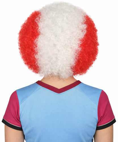 Peru Flag Sport Afro Wig | Jumbo White Red Wig