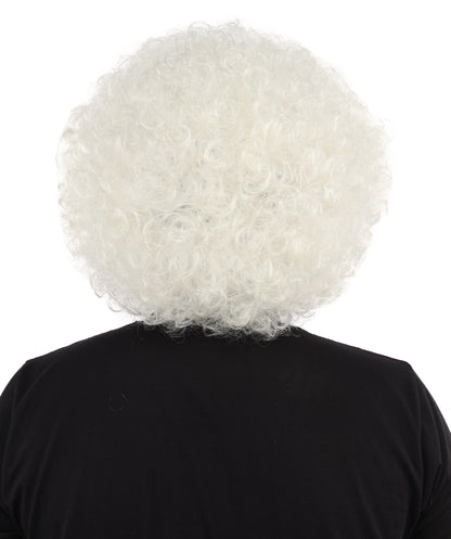 HPO Men's Multi-Color Options Curly Clown Wig | Flame-Retardant Synthetic Fiber and Standard Cap | Ideal for Parties, Cosplay, and Themed Events