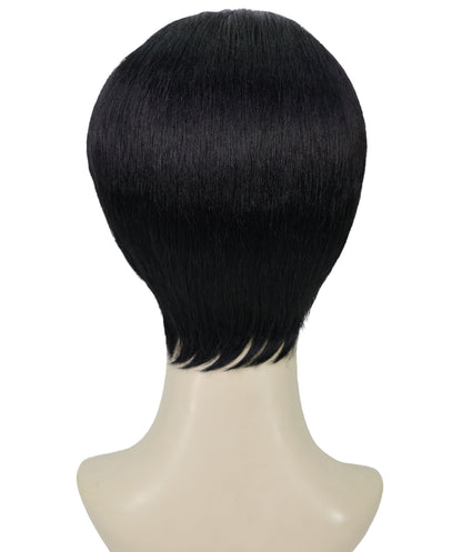 HPO Adult Women’s Sculpted Pixie Cut Wig with Defined Sideburns | Halloween Wig | Flame-Retardant Synthetic Fiber | Capless Adjustable Design for Breathable Fit