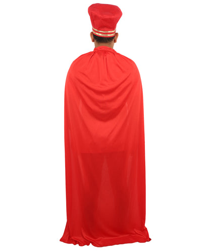 HPO Men’s Red Cloak Costume | Top, Robe & Cape with Headwear | Halloween, Cosplay, Party & Roleplay Outfit for Themed Events