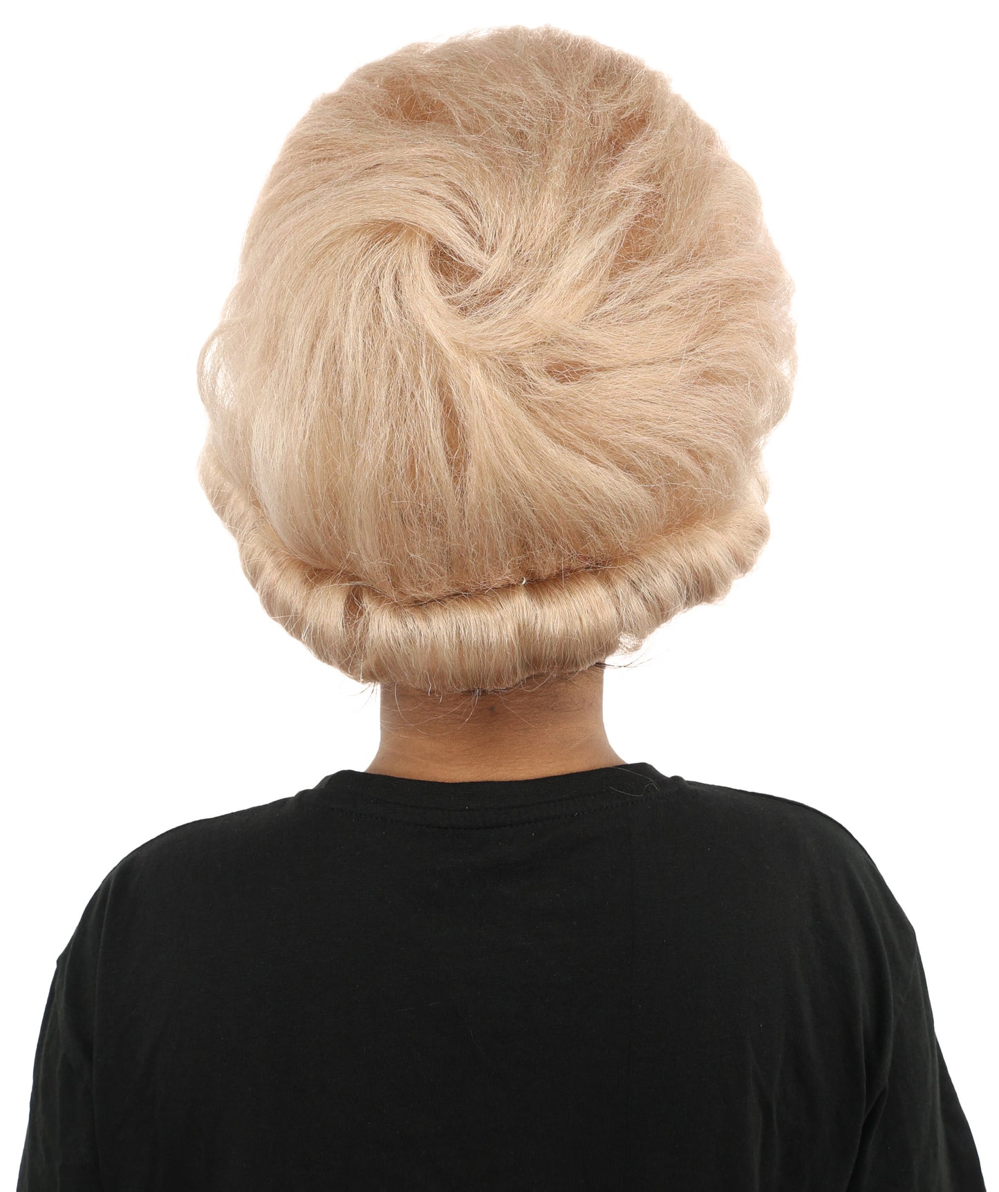 HPO Women's Voluminous Golden Blonde Grandma Wig | Medium Puffy Afro Style with Silver Texture, Synthetic Fiber & Adjustable Fit | Halloween, 100th Day of School, Theater & Funny Costume