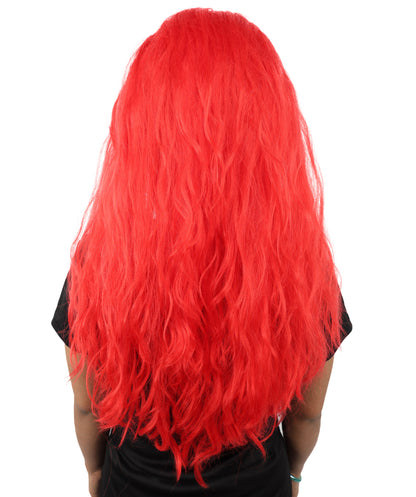 HPO Women’s Pink Long Wavy Wig | 25 Inch Long Hair with Capless Cap Design | Ideal for Playful at Halloween Cosplay, and Themed Parties