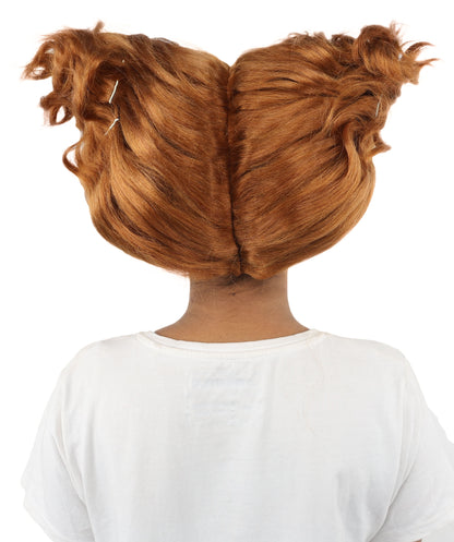 HPO Women's Theatrical Structured Fantasy wig | Warm Brown, created of flame-retardant synthetic fiber, extreme wide side volume, capless base | Theater, stage performance, drag events