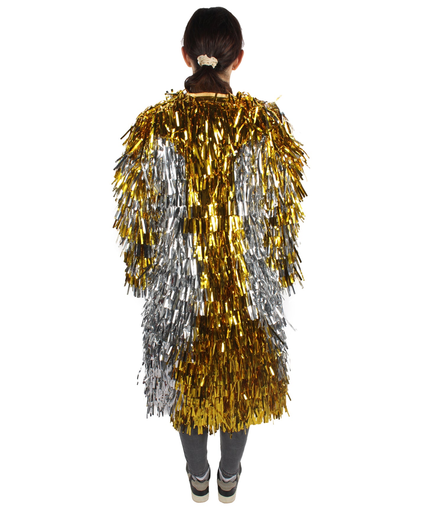 HPO Women's Gold & Glitter Tinsel Trenchcoat, Perfect for Halloween