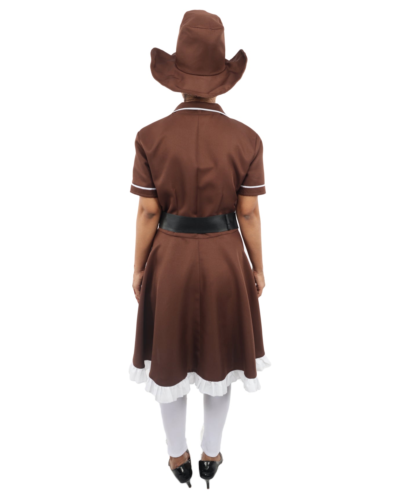 HPO Women’s Cowgirl Western Movie Fancy Dress Brown & White Costume – Wild West Party Outfit