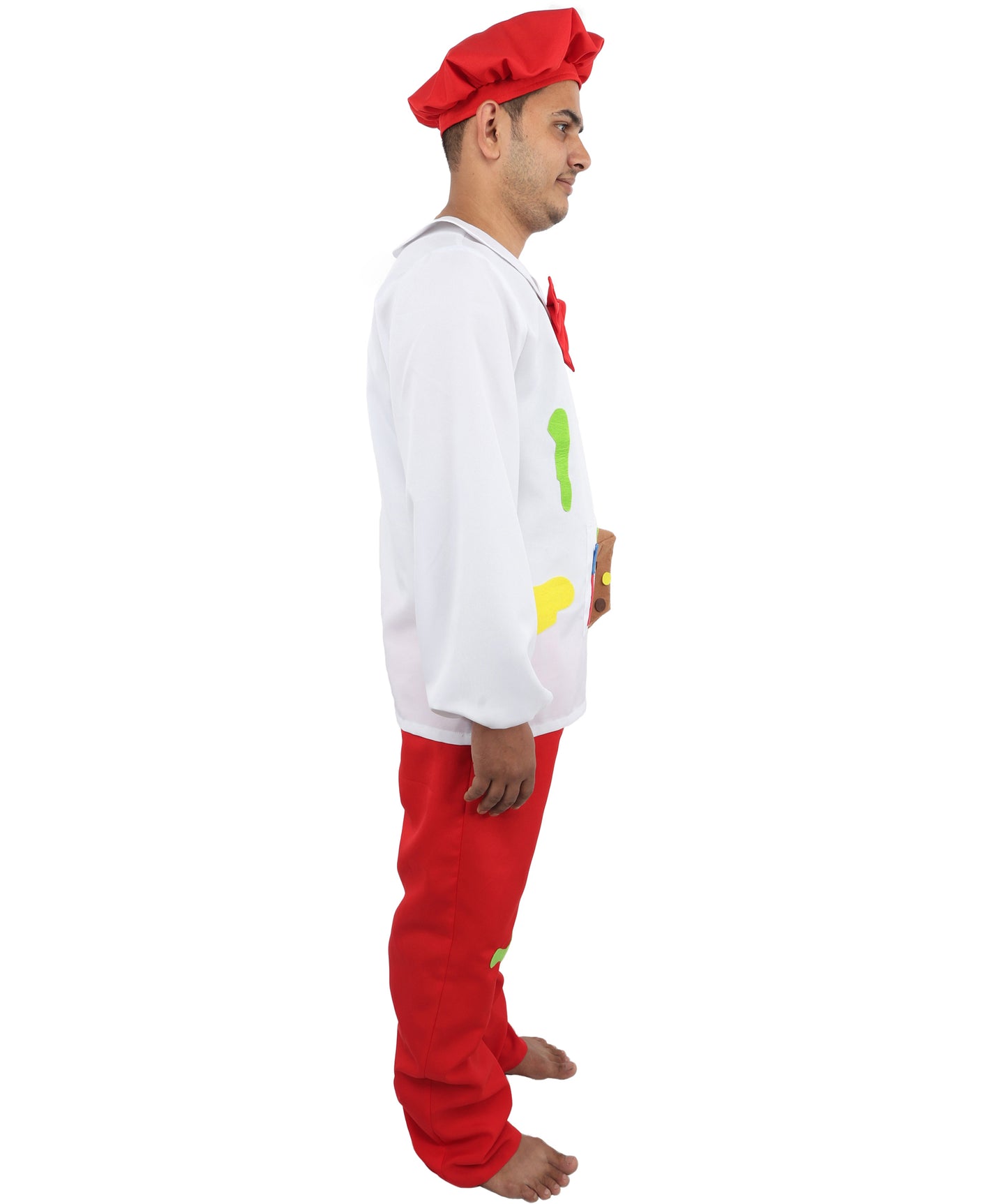 HPO Painter Men’s Costume with Hat – White and Red Themed Outfit  | Creative Fancy Dress for Parties and Social Events