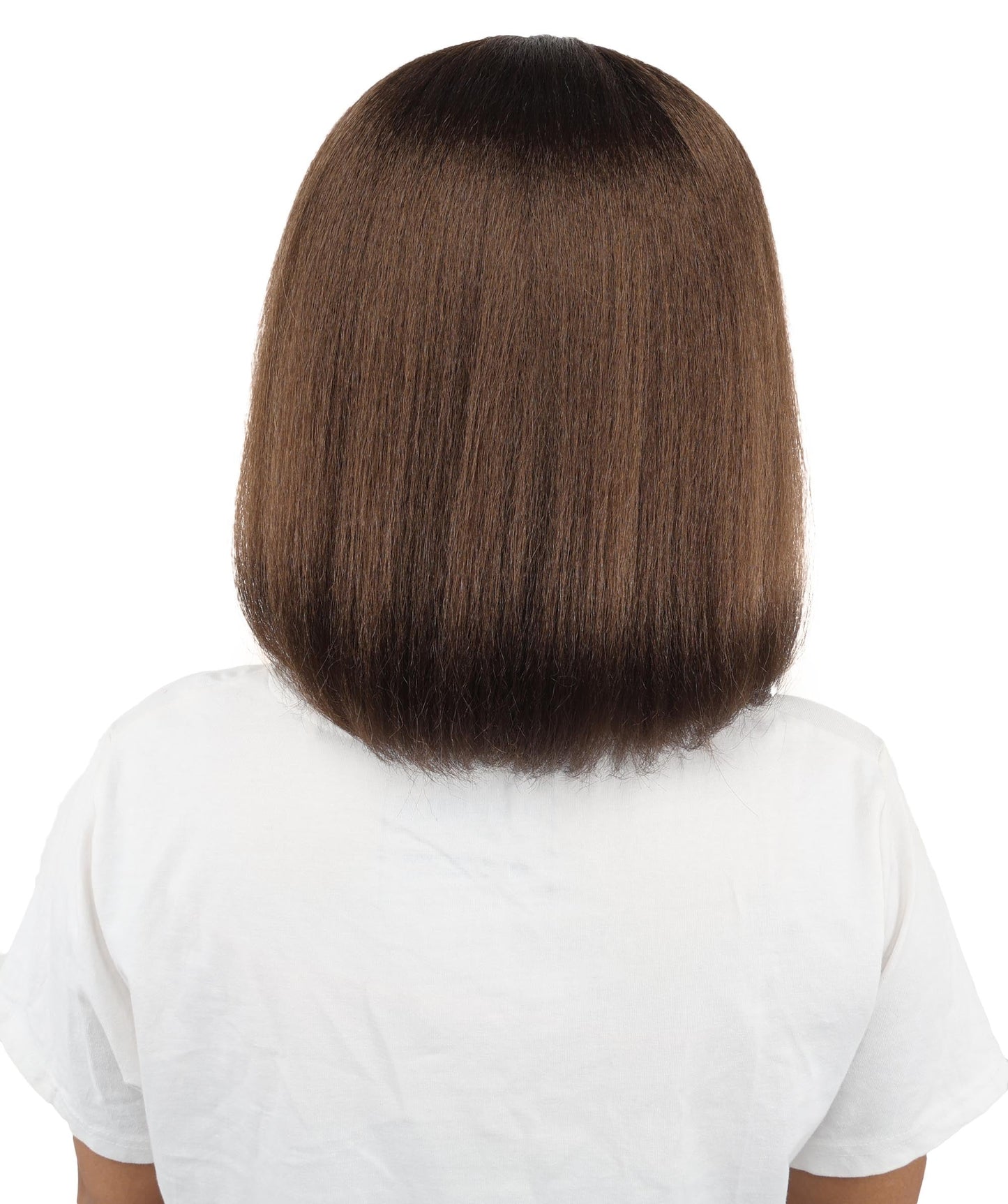 HPO Adult Women's Asymmetrical Bangs Bob Wig | Multiple Color Options | Create of synthetic fiber, sleek straight volume, breathable capless base | Party, Halloween, theater, drag, performance, costume events